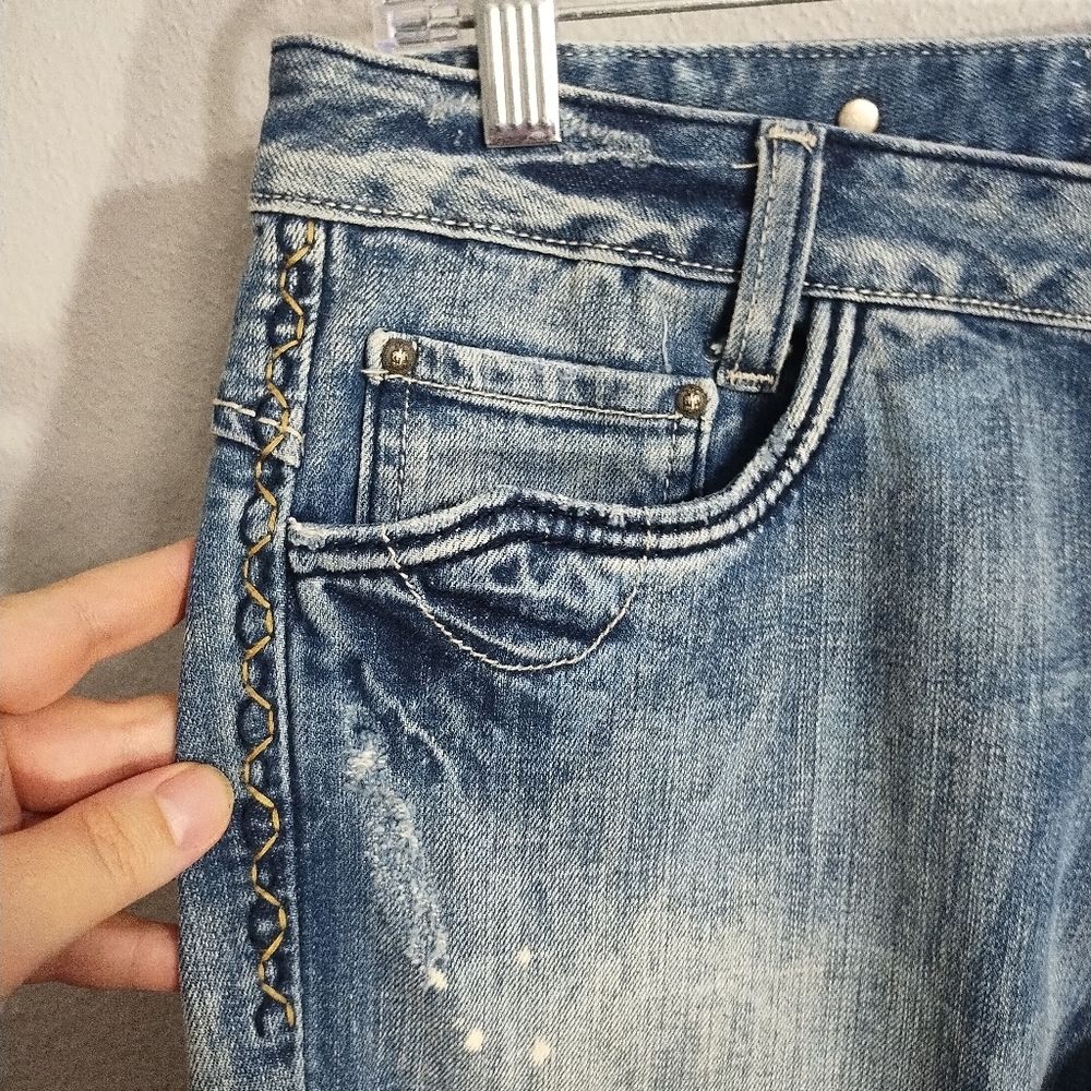 Rerock For Express Bleached Grunge Western Festival Rock Boho Bootcut Jeans 10‎ - Picture 5 of 10